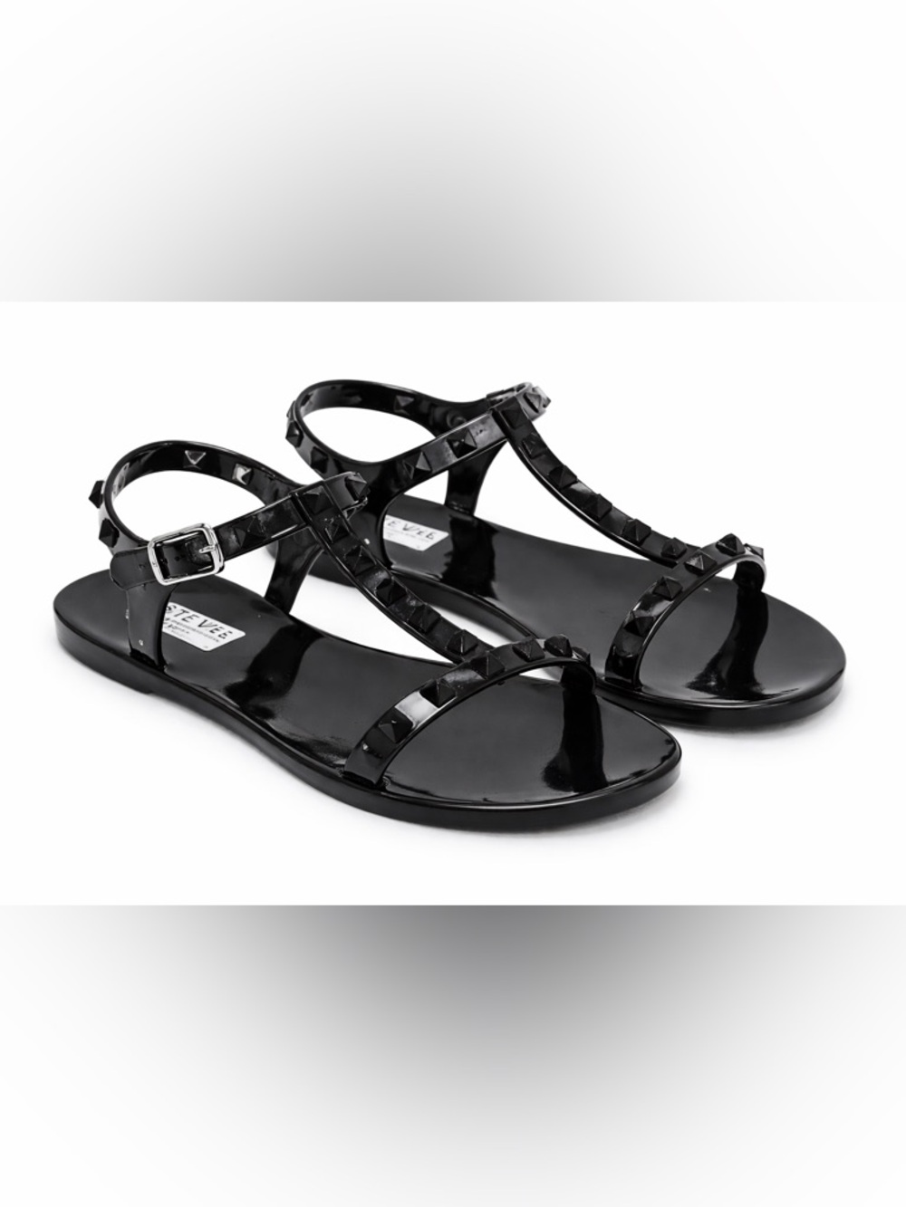 Steve Madden Women's Black Jelly Studded Strappy Sandals Size 7 Rockstud Style